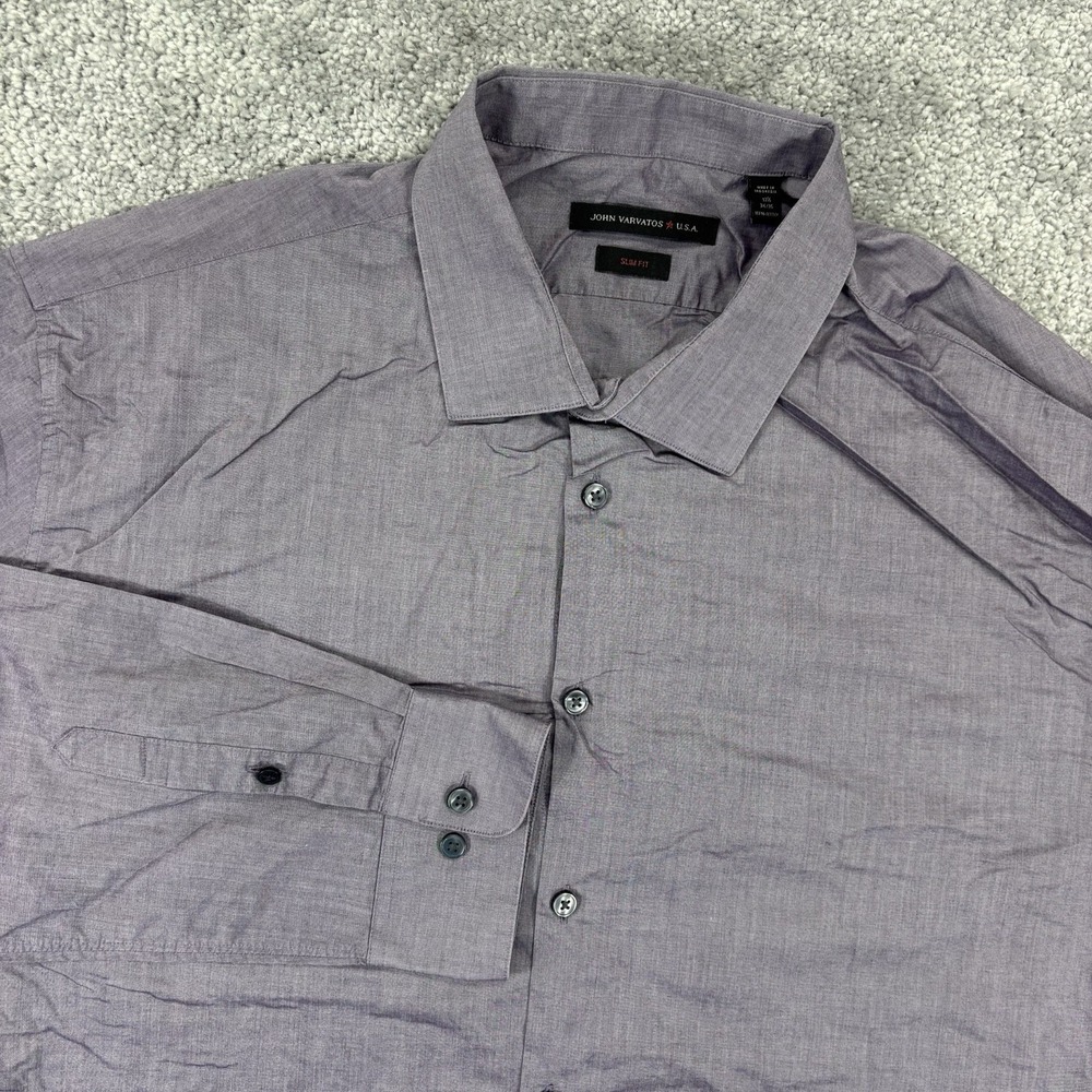 John Varvatos Shirt Mens 17  1/2 34-35 Purple Slim Fit Button Up Long Sleeve
